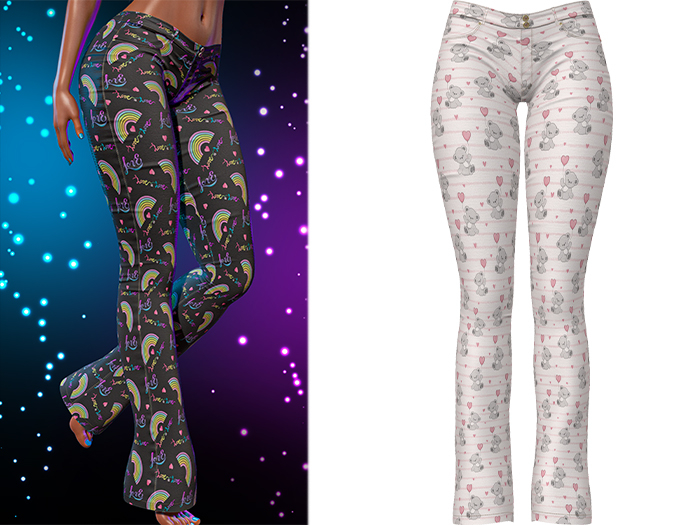 Ramona Low Rise Flared Jeans 2.0 [Lovely Bear] - Maitreya Lara + LaraX • Legacy • Reborn Pants