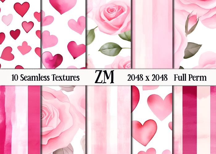 VALENTINES HEARTS AND ROSES FULL PERM TEXTURES