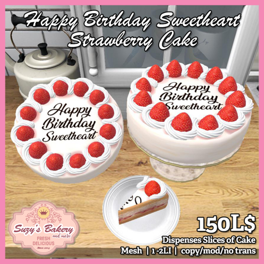 ~*SB*~ Happy Birthday Sweetheart Strawberry Cake [Boxed]
