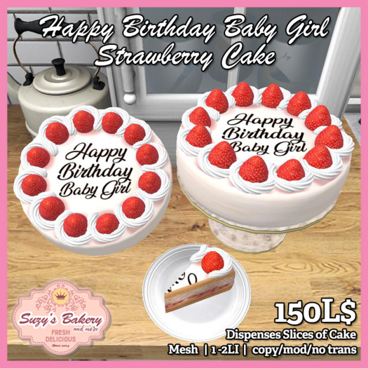 ~*SB*~ Happy Birthday Baby Girl Strawberry Cake [Boxed]
