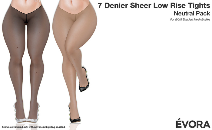 EVORA - 7 Denier Sheer Low Rise Tights (Neutral Pack)