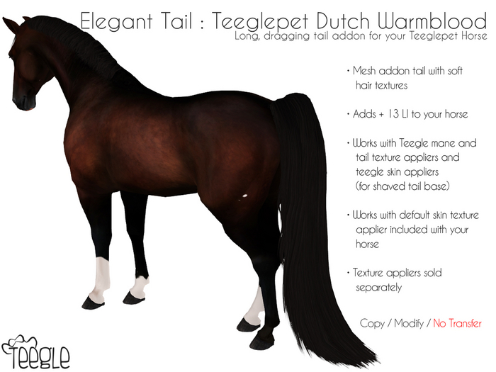 [Teegle] Elegant Tail for Teeglepet Dutch Warmblood