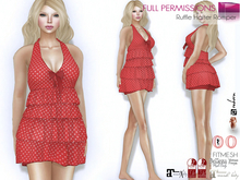 Full Perm Female Halter Neck Tiered Ruffle Skirt Mini Dress for Maitreya 5.3 LaraX Ebody Reborn Legacy Belleza Slink
