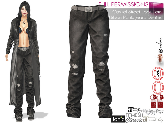Full Perm Casual Street Look Torn Urban Belted Pants Jeans Denims Slink Maitreya 5.3 LaraX Belleza Ebody Reborn Legacy