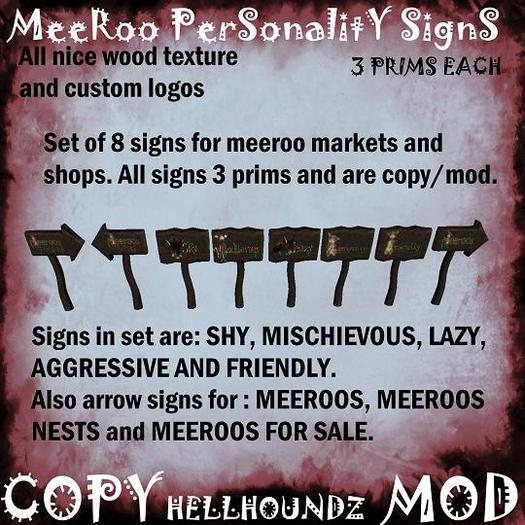 Meeroo Personality Signs - 8 pack COPY/MOD