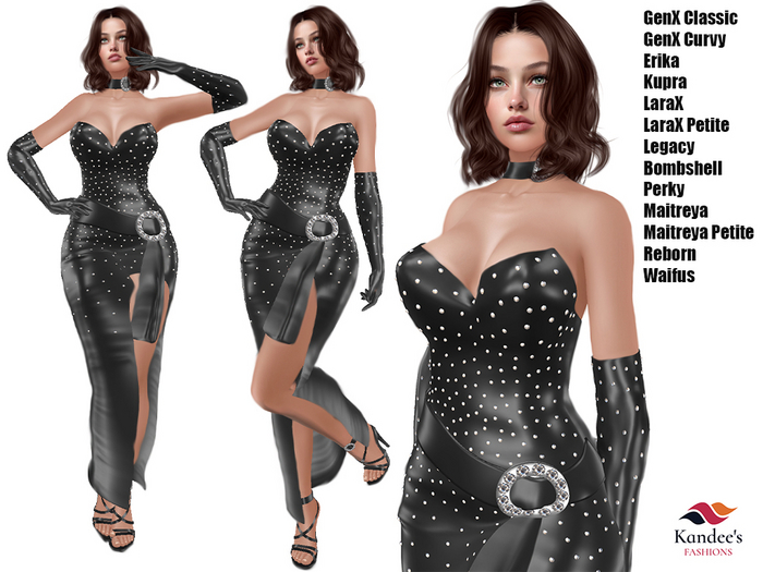 Black Sweetheart Dress Complete ( 1 Peice ) + Shine