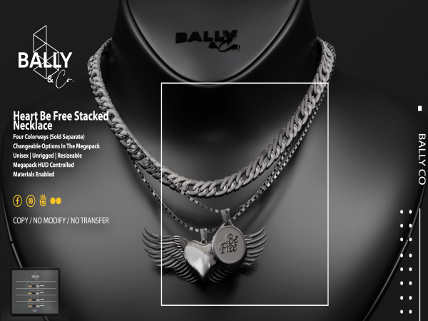 'BALLY & CO' Heart Be Free Stack Necklace Silver
