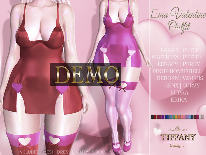 ::TD:: Ema Valentines Outfit [Mesh] DEMO + Lara X