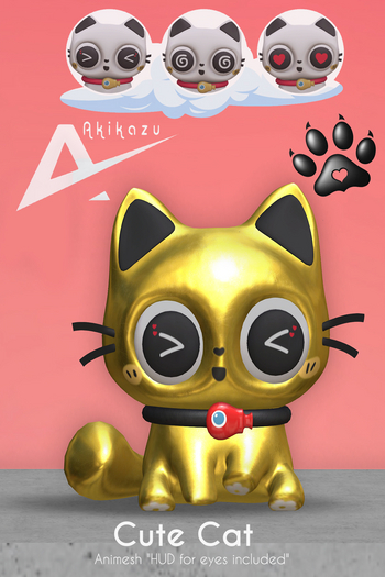 ❤️❤️Akikazu Animesh Cute Cat  Gold❤️❤️