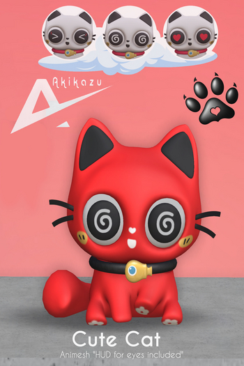 ❤️❤️Akikazu Animesh Cute Cat   Red❤️❤️