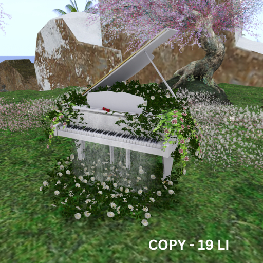 White Piano Waterfall with Roses