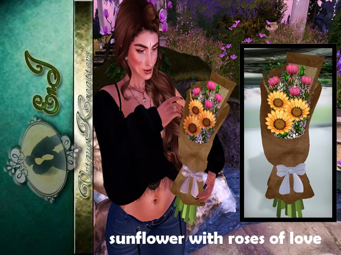 sunflower with roses  of love
