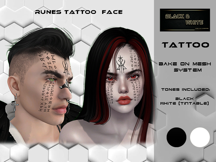 [B&W] - Tattoo # 27 Face Runes EVOX (BOM)