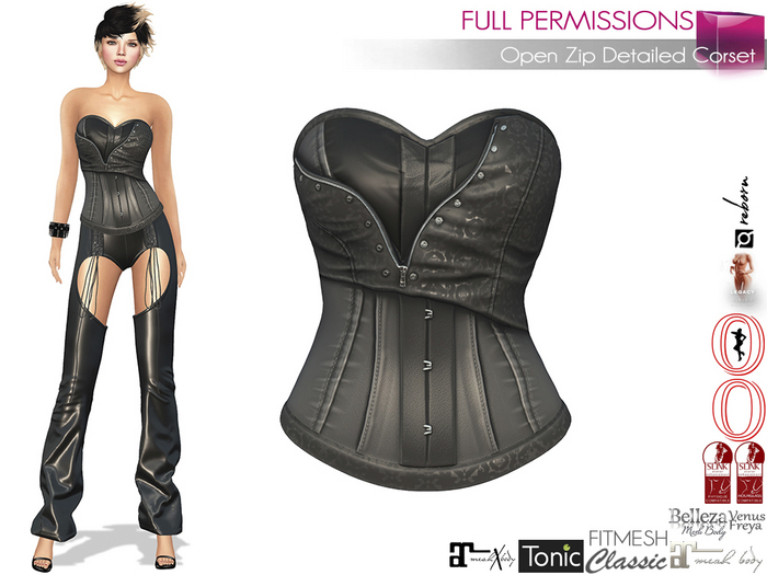 Second Life Marketplace - MI962925 Open Zip Detailed Corset