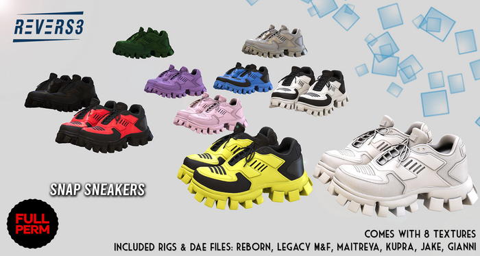 REVERS3 | Full Perm Snap Sneakers [UNISEX] including Rigs, dae files & textures