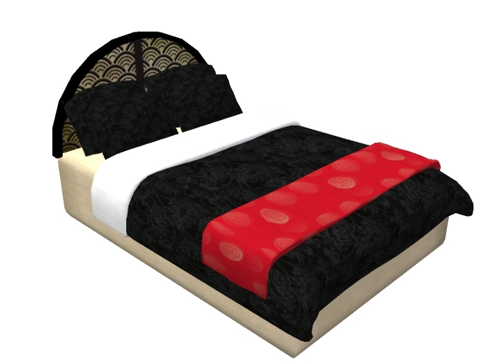Hugs & Kisses bed - Black oriental silk - includes 12 couple poses