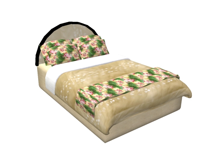 Hugs & Kisses bed - Cream oriental silk - includes 12 couple poses & only 7 prims!