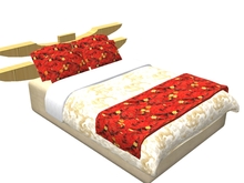 Hugs & Kisses bed - Zen cream & red with 12 couple poses & only 8 prims!