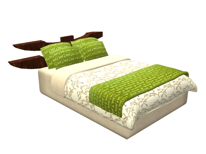 Hugs & Kisses bed - Zen green with 12 couple poses & only 8 prims!
