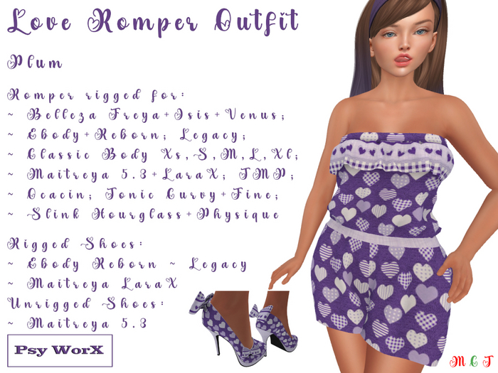 >Psy WorX< Love Romper Outfit Plum