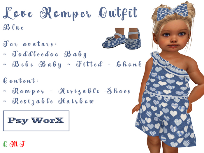 >Psy WorX< Love Romper Outfit TD & BB Blue