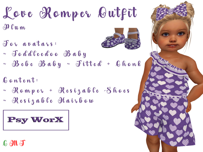 >Psy WorX< Love Romper Outfit TD & BB Plum