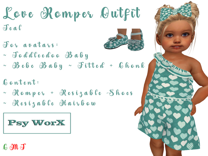 >Psy WorX< Love Romper Outfit TD & BB Teal