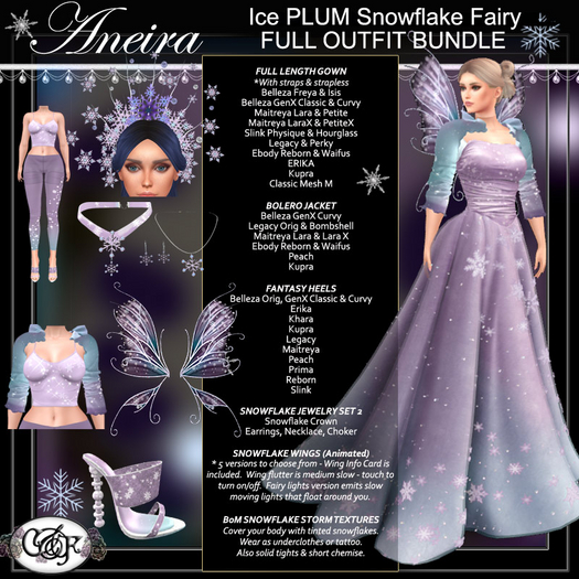 C&F Aneira Snowflake Fairy Fantasy Outfit Bundle - Ice Plum
