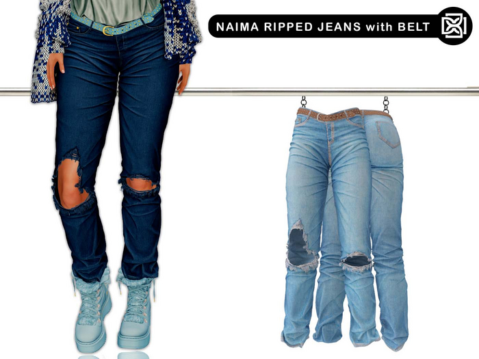 Addams - Ripped Jeans with Belt - Naima #35