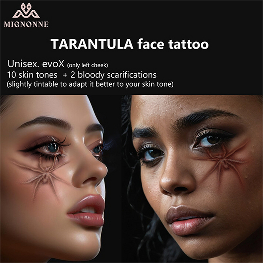 [Mignonne] Tarantula face tattoo. evoX. unisex