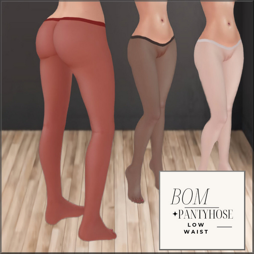 Low Waist Pantyhose Collection Set of 5 Sheer Tones-30 Den -BOM-Elastic Band-No Seams on Back of Legs >>PROMO OFFER<<