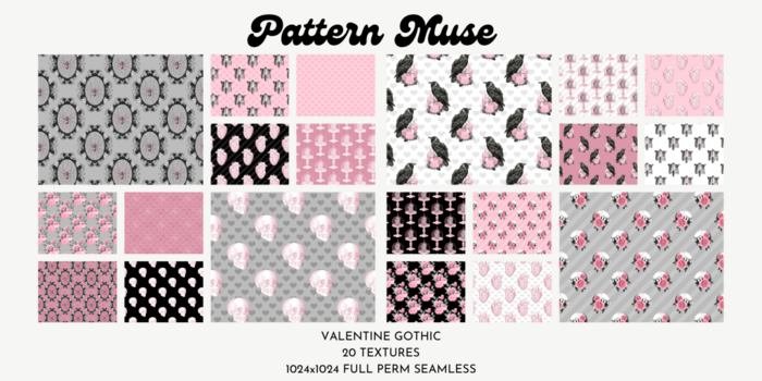 Valentine Gothic Seamless Textures Full Perm