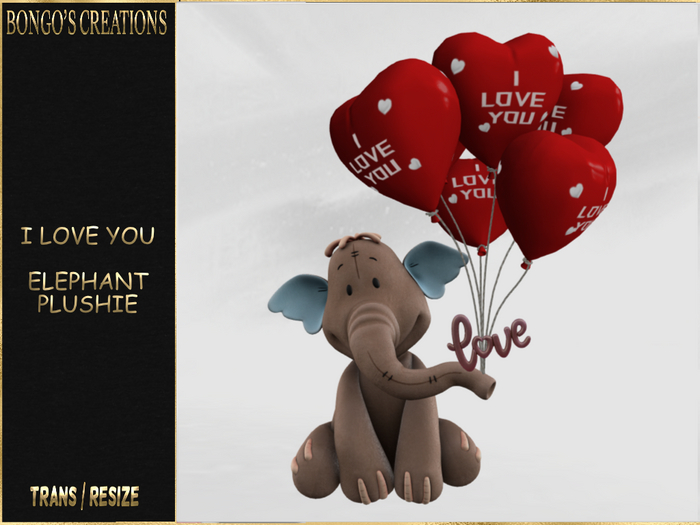 BMC5575 - I LOVE YOU -  ELEPHANT PLUSHIE