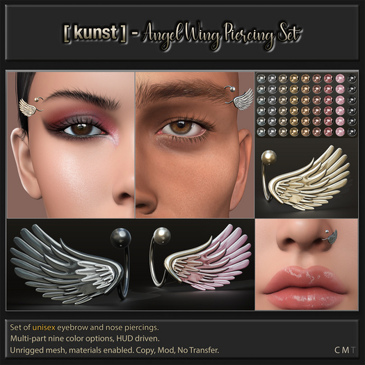 [ kunst ] - Angel wing piercing set