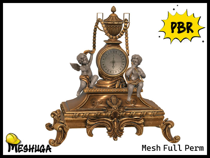 Meshuga PBR Antique Baroque Table Clock FULL PERM MESH 