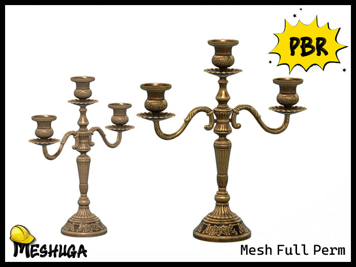 Meshuga PBR Antique Bronze Candlestick FULL PERM MESH 