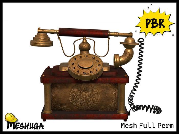 Meshuga PBR Antique Victorian Telephone FULL PERM MESH 