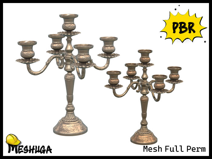 Meshuga PBR Old Antique Candlestick FULL PERM MESH 