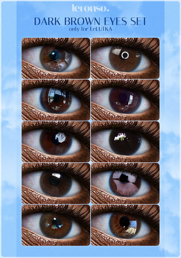 [LERONSO] Eye set DARK BROWN for Lelutka