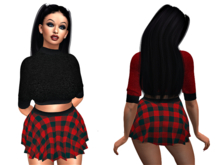 SYBIL-Plaid Skirt Outfit For REBORN-Red