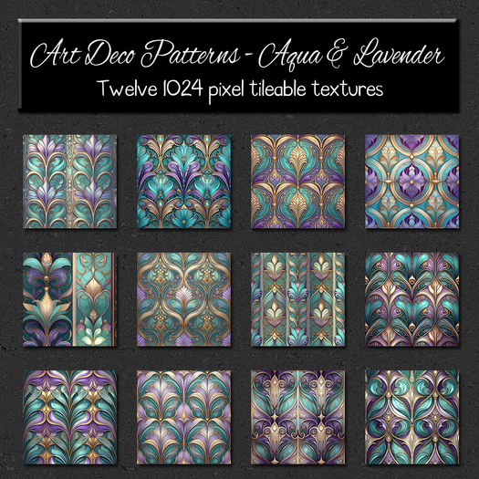 *Wallflowers* Art Deco Patterns - Aqua & Lavender