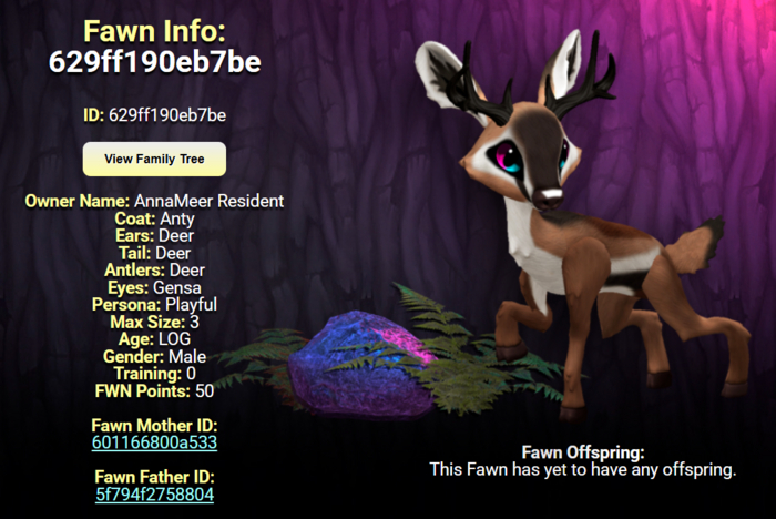 ANTY GENSA MALE DEER SIZE 3 Breedable Fawn Log No Food Necessary!