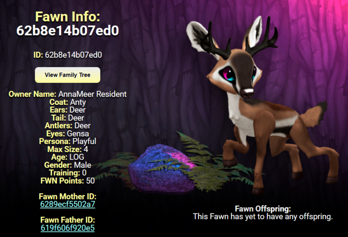 ANTY GENSA MALE DEER SIZE 4 Breedable Fawn Log No Food Necessary!