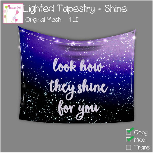 ::cute as f*ck:: Tapestry with Lights - Shine
