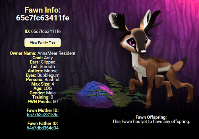 ANTY BUBBLEGUM MALE MOOSE SIZE 4 Breedable Fawn Log No Food Necessary!