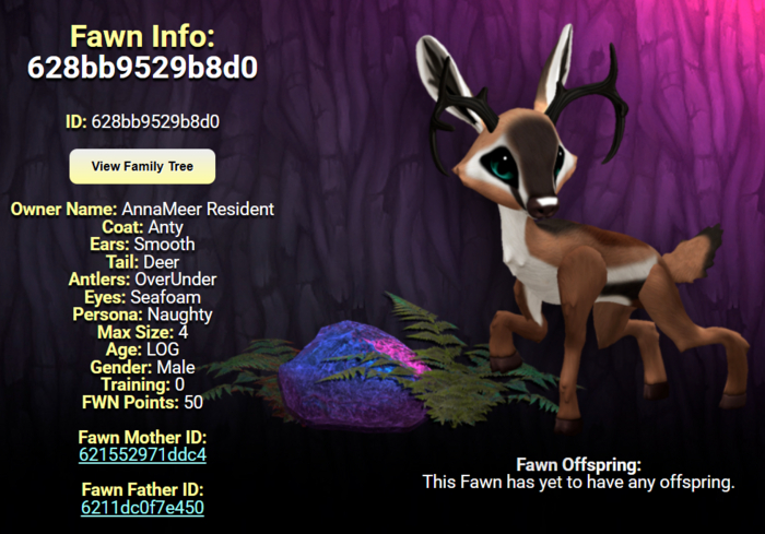 ANTY SEAFOAM MALE OVER UNDER SIZE 4 Breedable Fawn Log No Food Necessary!