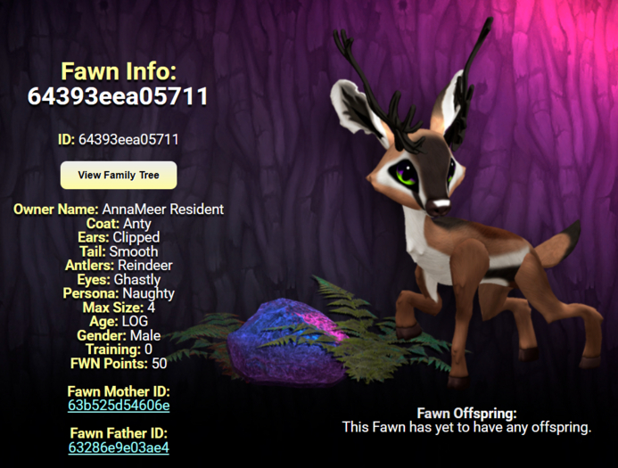 ANTY GHASTLY MALE REINDEER SIZE 4 Breedable Fawn Log No Food Necessary!