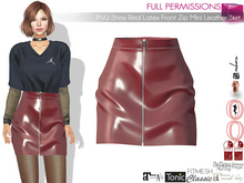 MI962945 PVU Shiny Red Latex Front Zip Mini Leather Skirt
