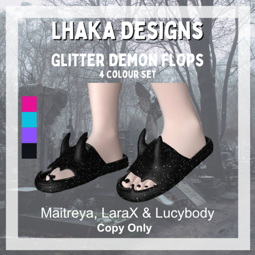 Glitter Demon Flip Flop Flat Shoe Set 