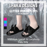 Glitter Demon Flip Flop Flat Shoe Set 